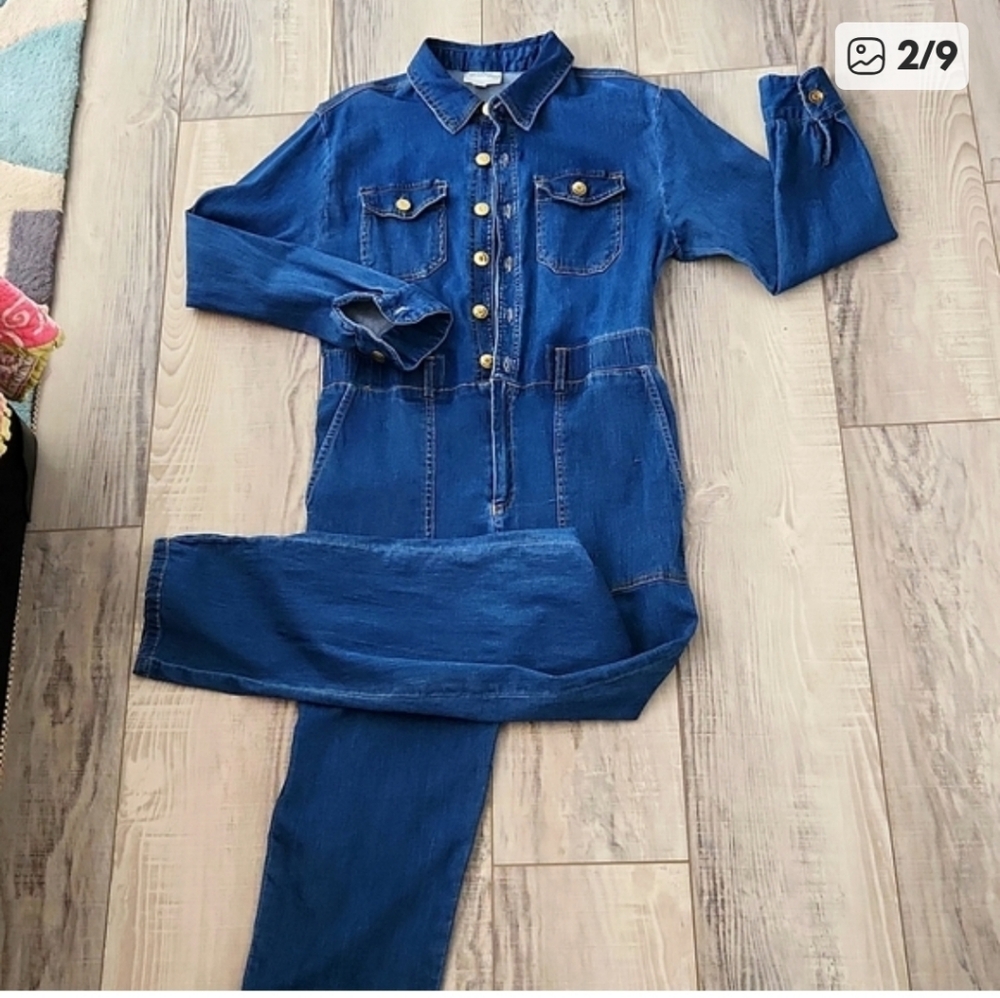 Denim Button-Up Jumpsuit